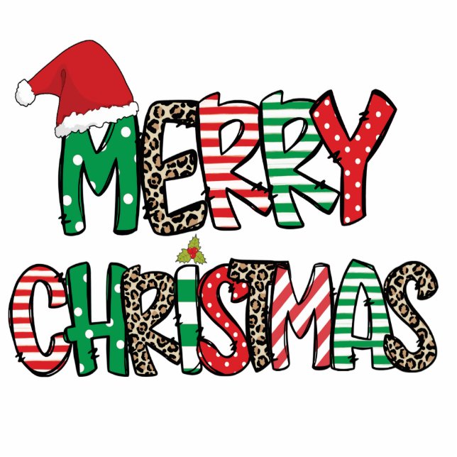 Patterned Christmas Cheer Standing Photo Sculpture (Front)