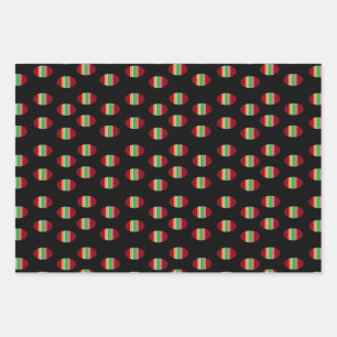 Patterned circles on black wrapping paper sheet