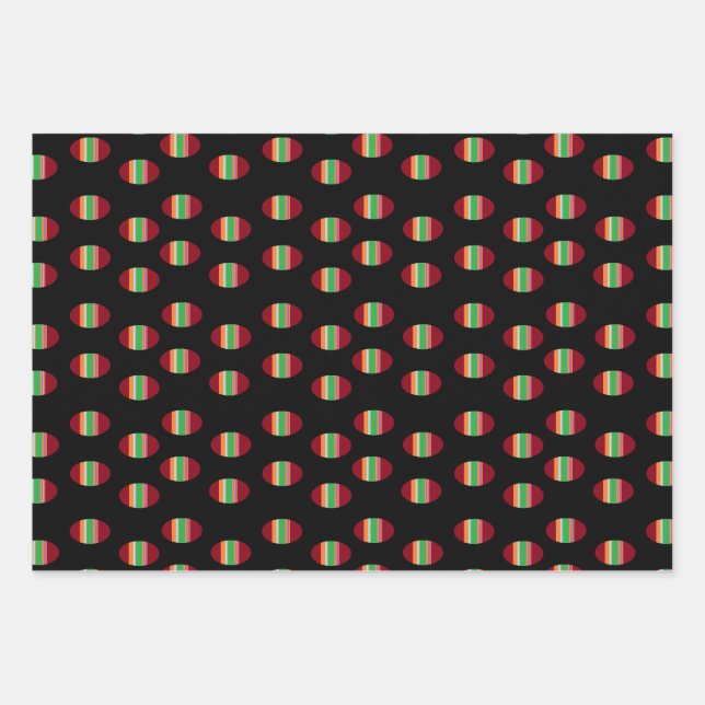 Patterned circles on black wrapping paper sheet (Front)