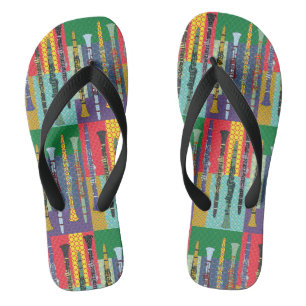 Patterned Clarinets Flip Flops