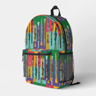 Patterned Clarinets Printed Backpack