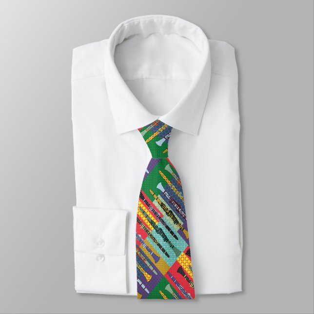 Patterned Clarinets Tie (Tied)