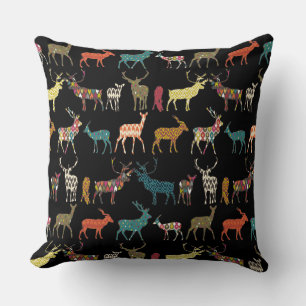 patterned deer black cushion