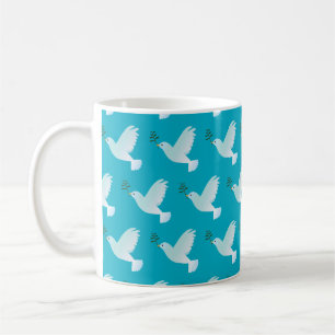 Patterned Dove Mug (Blue)
