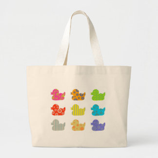 Patterned Ducks Large Tote Bag