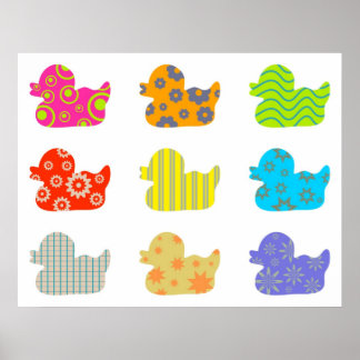 Patterned Ducks Poster