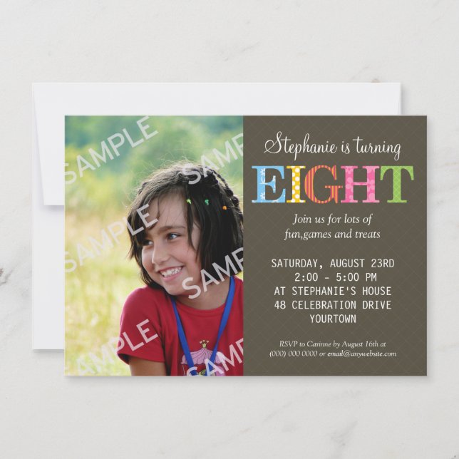 Patterned Eight Birthday Party Invitation (Front)