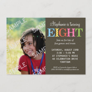 Patterned Eight Birthday Party Invitation