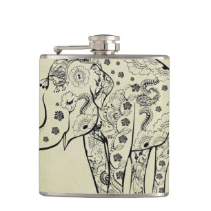 Patterned Elephant Hip Flask