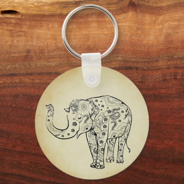 Patterned Elephant Key Ring (Front)
