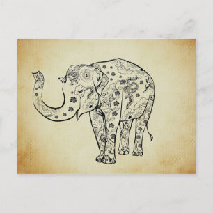 Patterned Elephant Postcard