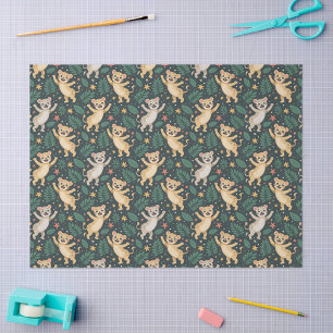 Patterned fabric featuring playful cartoon lion  tissue paper