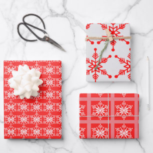 Patterned Festive Snowflake Assortment. Wrapping Paper Sheet