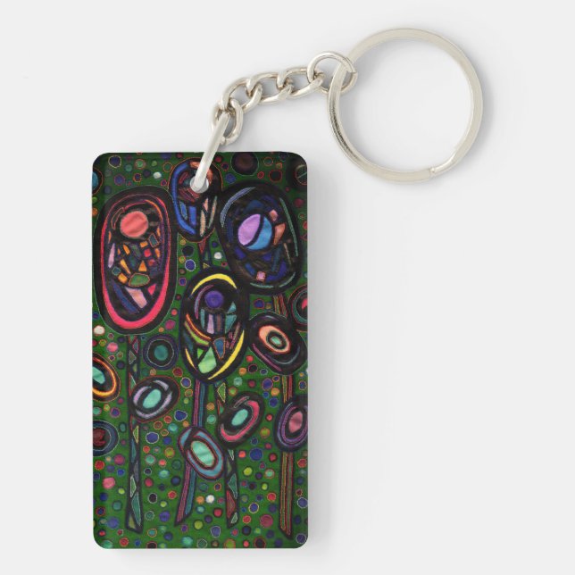 Patterned flowers key ring (Back)
