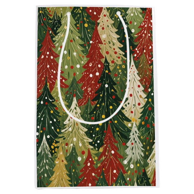 Patterned Forest of Festive Pines Medium Gift Bag (Front)
