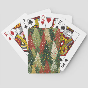 Patterned Forest of Festive Pines Playing Cards