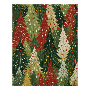 Patterned Forest of Festive Pines Poster
