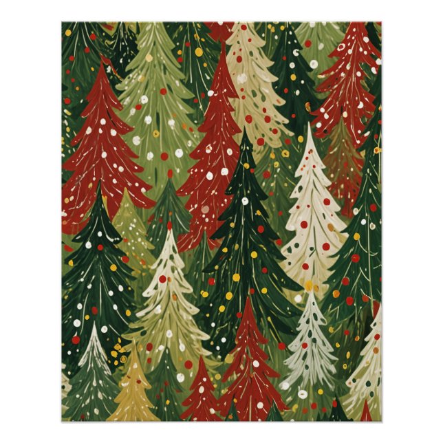 Patterned Forest of Festive Pines Poster (Front)
