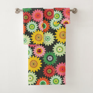 Patterned Gears Bath Towel Set