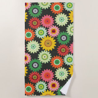 Patterned Gears Beach Towel