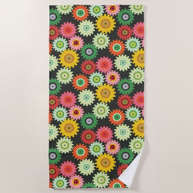 Patterned Gears Beach Towel (Front)