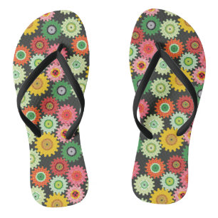 Patterned Gears Flip Flops