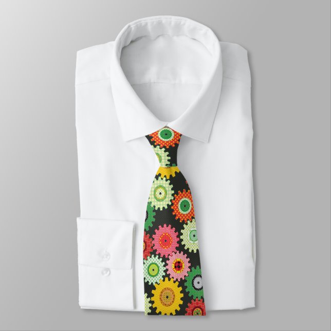 Patterned Gears Tie (Tied)