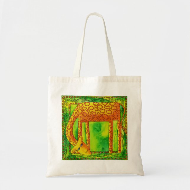 Patterned Giraffe Watercolour Illustration Tote Bag (Front)