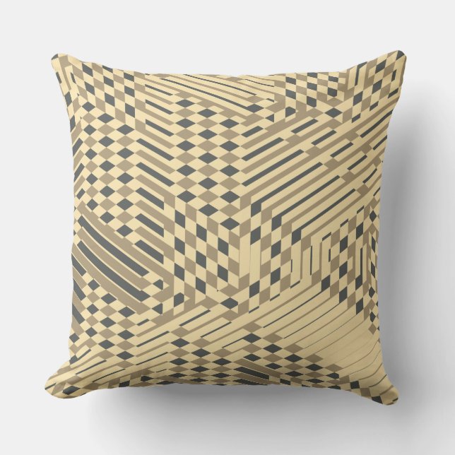Patterned Grey, Taupe, Buttercream Cushion (Front)