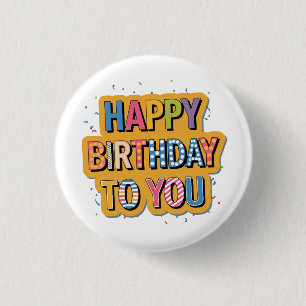 Patterned Happy Birthday 3 Cm Round Badge