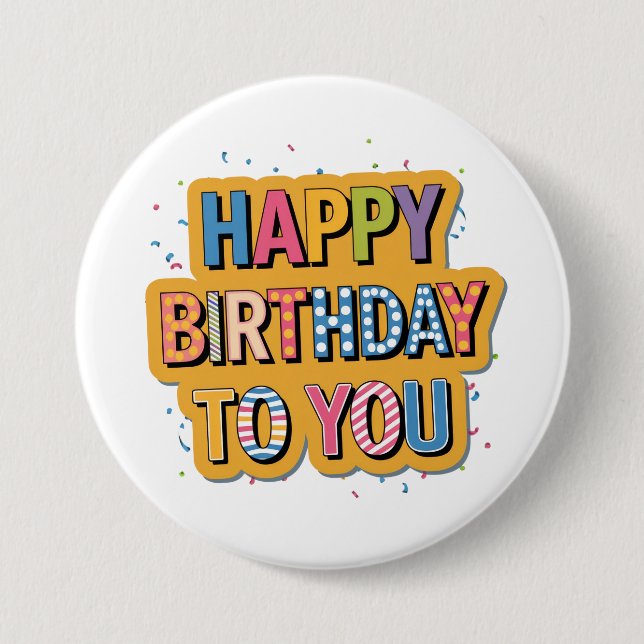 Patterned Happy Birthday 7.5 Cm Round Badge (Front)