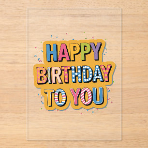 Patterned Happy Birthday Acrylic Invitations