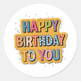 Patterned Happy Birthday Classic Round Sticker