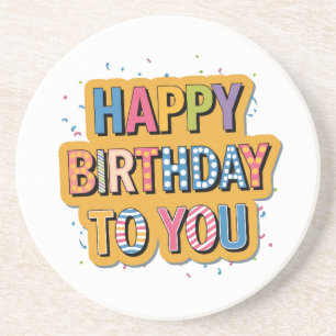 Patterned Happy Birthday Coaster