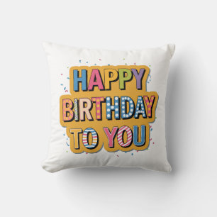 Patterned Happy Birthday Cushion