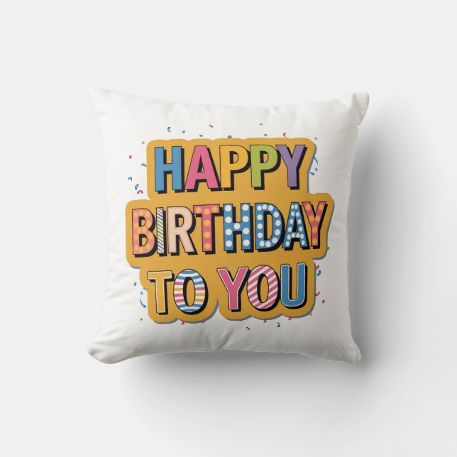 Patterned Happy Birthday Cushion (Front)