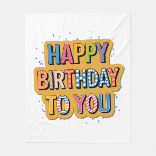 Patterned Happy Birthday Fleece Blanket