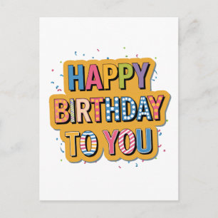 Patterned Happy Birthday Invitation Postcard