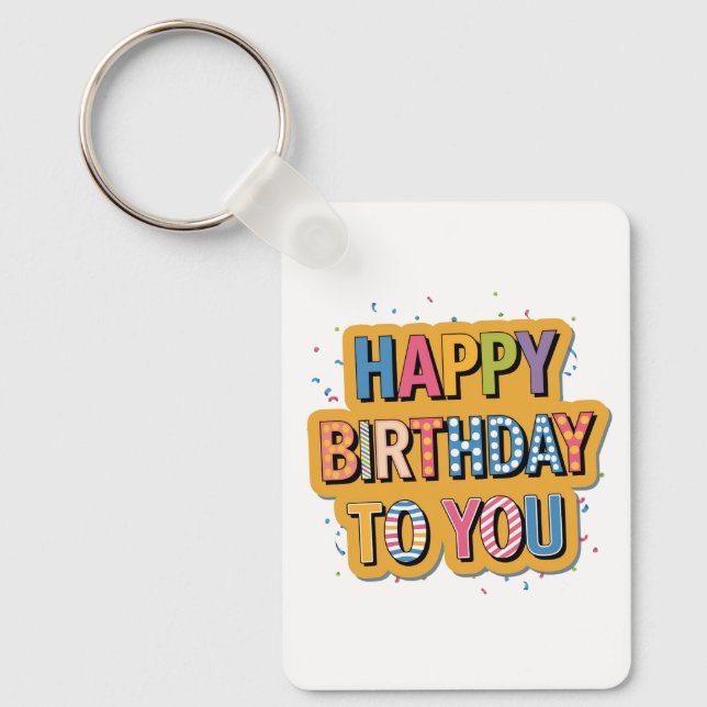 Patterned Happy Birthday Key Ring (Front)