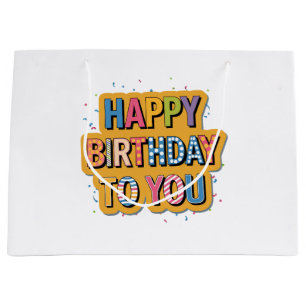 Patterned Happy Birthday Large Gift Bag