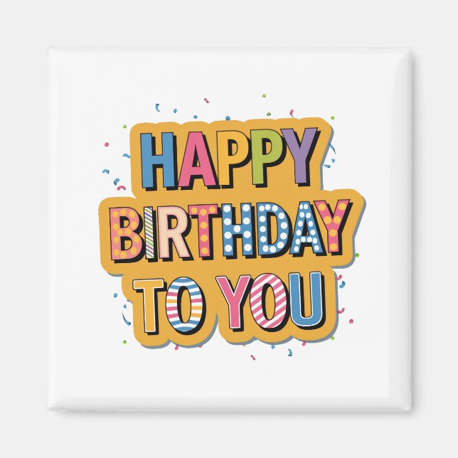 Patterned Happy Birthday Magnet (Front)
