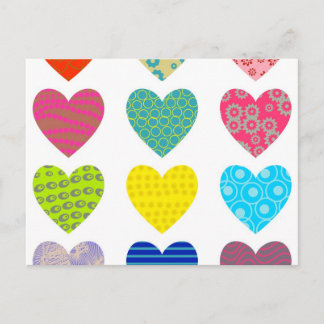 Patterned Hearts Postcard