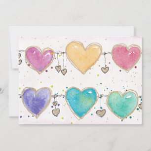 Patterned Hearts Valentine Notecard Invitation