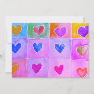 Patterned Hearts Valentine Notecard Invitation 