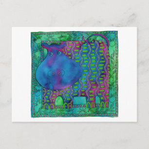 Patterned Hippo Postcard