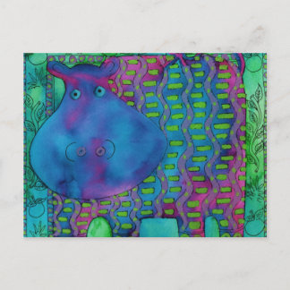 Patterned Hippo Postcard