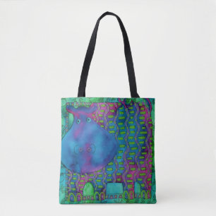 Patterned Hippo Tote Bag