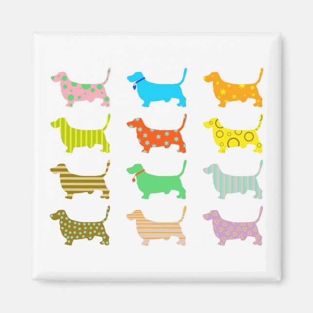 patterned-hound-dogs magnet (Front)