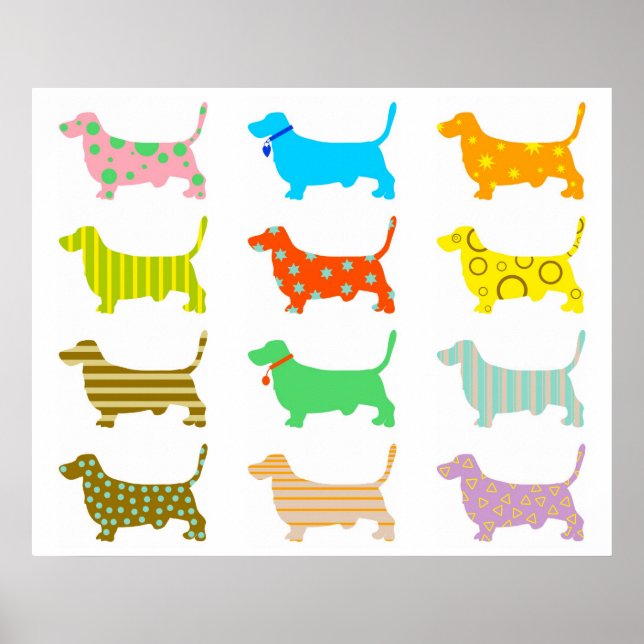 Patterned Hound Dogs Poster (Front)