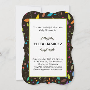 patterned leaves baby shower invitation